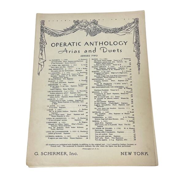 Antique 1884 Operatic Anthology Arias Duets Series 2 Schirmer Piano Sheet Music - Picture 1 of 3